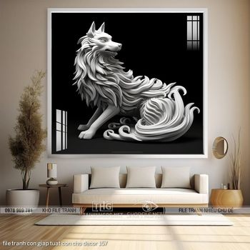 file tranh con giap tuat con cho decor 157