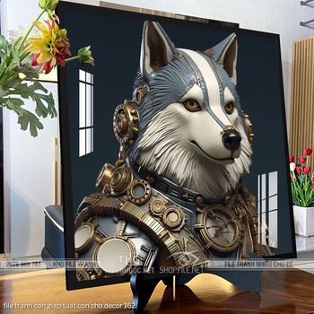 file tranh con giap tuat con cho decor 162