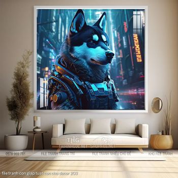 file tranh con giap tuat con cho decor 203