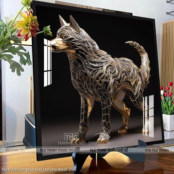 file tranh con giap tuat con cho decor 255