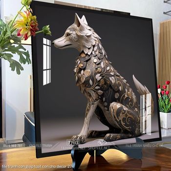 file tranh con giap tuat con cho decor 274