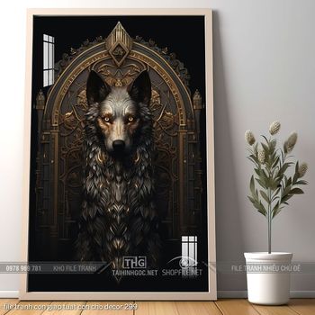 file tranh con giap tuat con cho decor 299