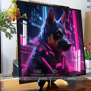 file tranh con giap tuat con cho decor 312