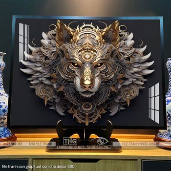 file tranh con giap tuat con cho decor 330