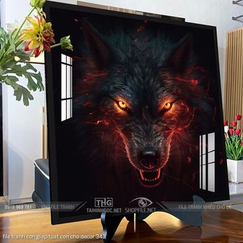 file tranh con giap tuat con cho decor 343