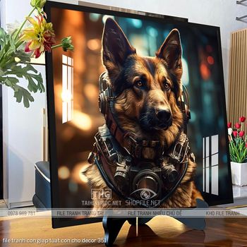 file tranh con giap tuat con cho decor 351