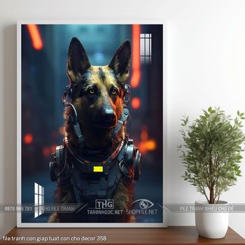 file tranh con giap tuat con cho decor 358