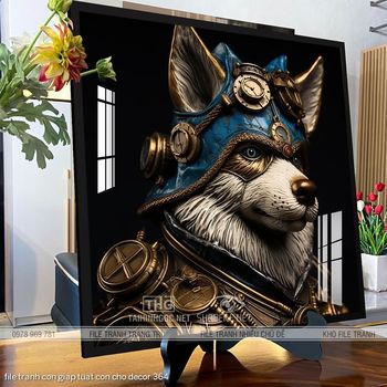 file tranh con giap tuat con cho decor 364