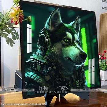 file tranh con giap tuat con cho decor 377