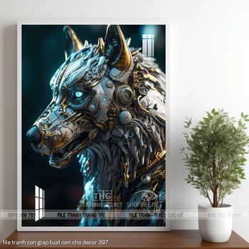 file tranh con giap tuat con cho decor 397