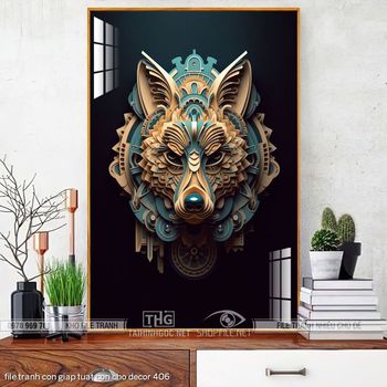 file tranh con giap tuat con cho decor 406