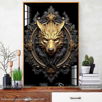 file tranh con giap tuat con cho decor 407