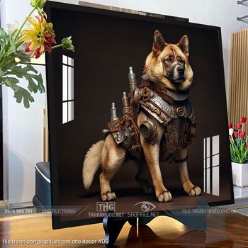 file tranh con giap tuat con cho decor 409