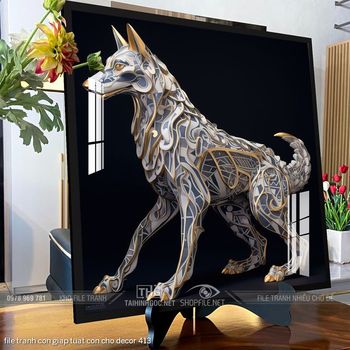 file tranh con giap tuat con cho decor 413