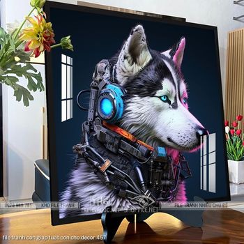 file tranh con giap tuat con cho decor 457