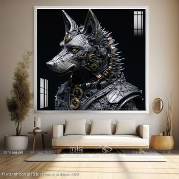 file tranh con giap tuat con cho decor 490