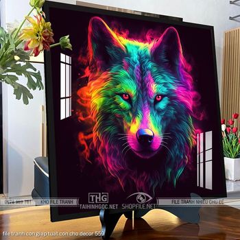 file tranh con giap tuat con cho decor 559