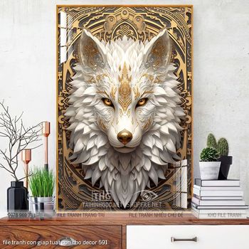 file tranh con giap tuat con cho decor 591