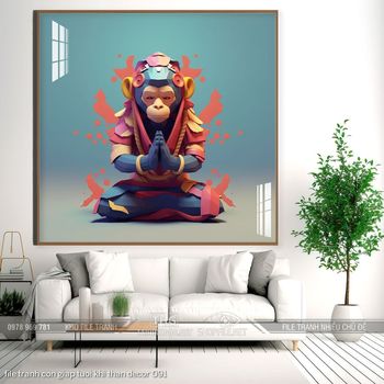 file tranh con giap tuoi khi than decor 091