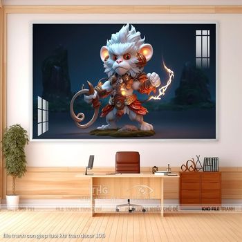 file tranh con giap tuoi khi than decor 105