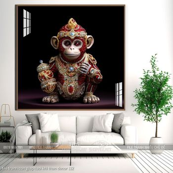 file tranh con giap tuoi khi than decor 112