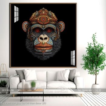 file tranh con giap tuoi khi than decor 120