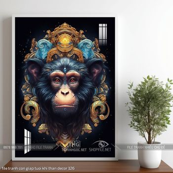 file tranh con giap tuoi khi than decor 126