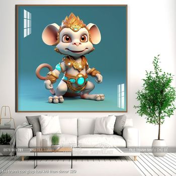 file tranh con giap tuoi khi than decor 129