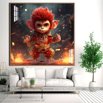 file tranh con giap tuoi khi than decor 155