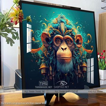 file tranh con giap tuoi khi than decor 166