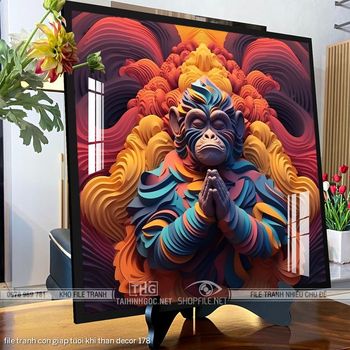 file tranh con giap tuoi khi than decor 178