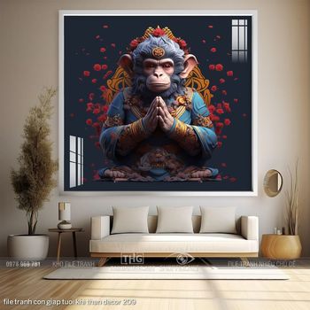 file tranh con giap tuoi khi than decor 209