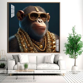 file tranh con giap tuoi khi than decor 247