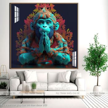 file tranh con giap tuoi khi than decor 253