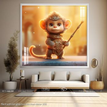 file tranh con giap tuoi khi than decor 255