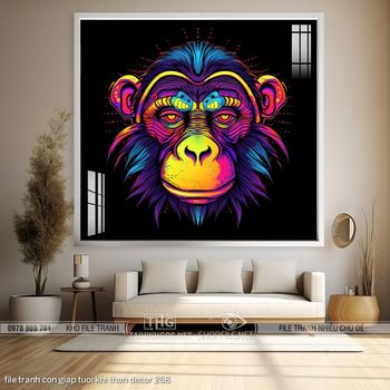 file tranh con giap tuoi khi than decor 268