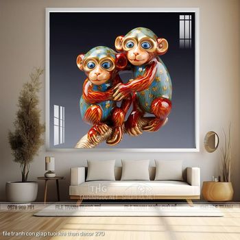 file tranh con giap tuoi khi than decor 270