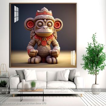 file tranh con giap tuoi khi than decor 279