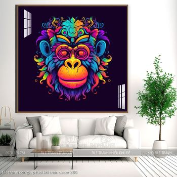 file tranh con giap tuoi khi than decor 286