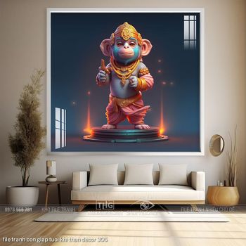 file tranh con giap tuoi khi than decor 305