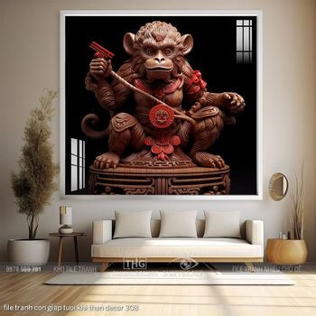 file tranh con giap tuoi khi than decor 308