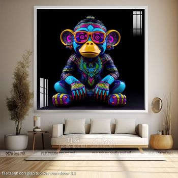 file tranh con giap tuoi khi than decor 311