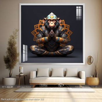 file tranh con giap tuoi khi than decor 312