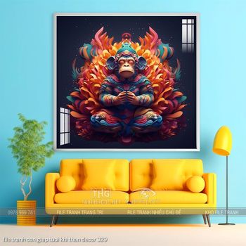 file tranh con giap tuoi khi than decor 329