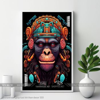 file tranh con giap tuoi khi than decor 333