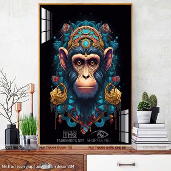 file tranh con giap tuoi khi than decor 334