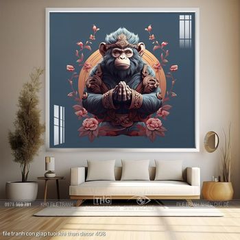 file tranh con giap tuoi khi than decor 408