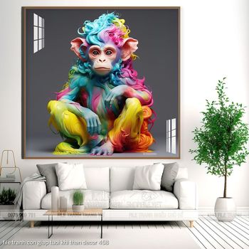 file tranh con giap tuoi khi than decor 458