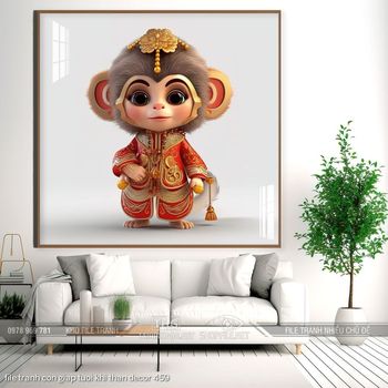 file tranh con giap tuoi khi than decor 459