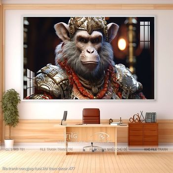 file tranh con giap tuoi khi than decor 477